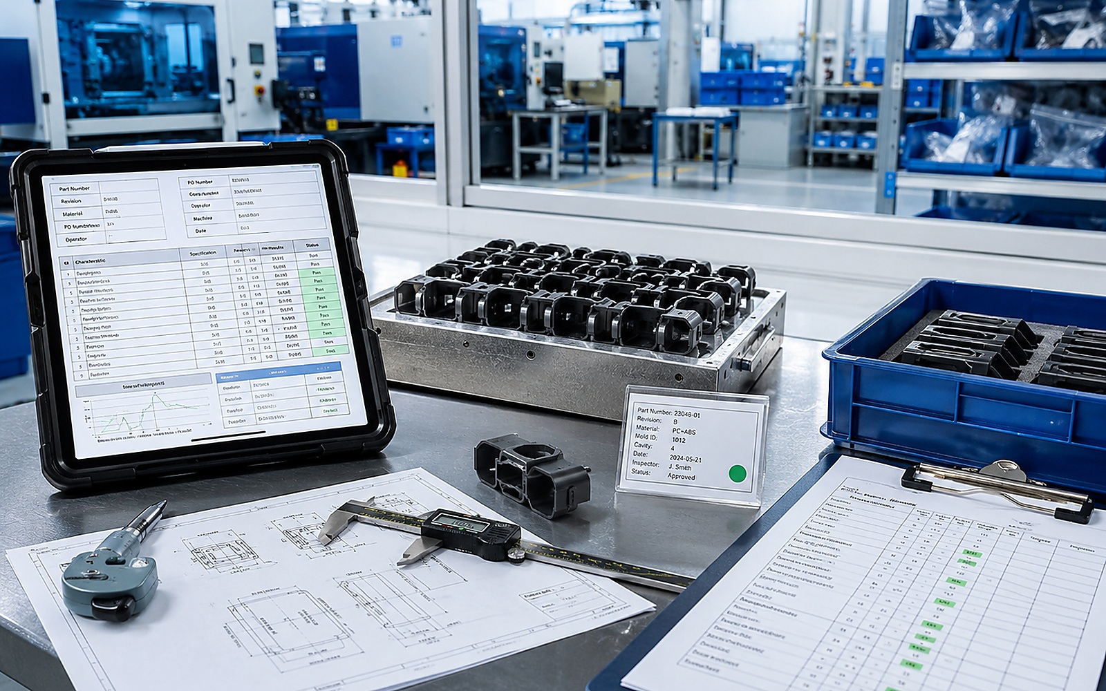 Injection moulded parts moving through production planning and lead time review