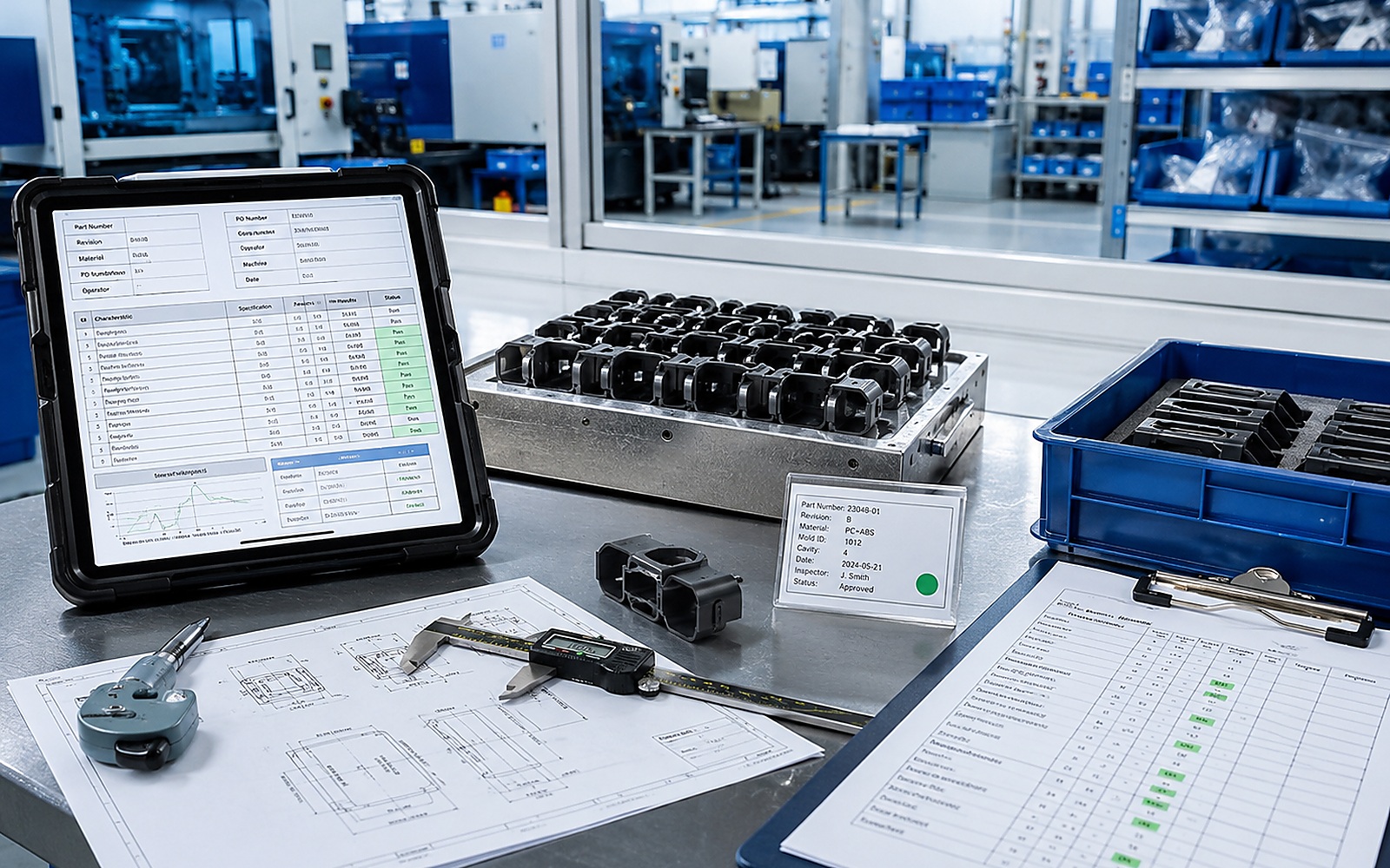 Material pellets and plastic resin context for moulded part consistency review
