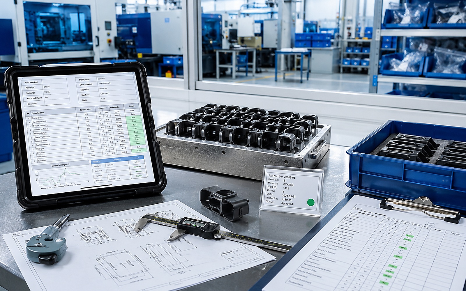 Injection moulding production and quality monitoring context for repeatable plastic parts
