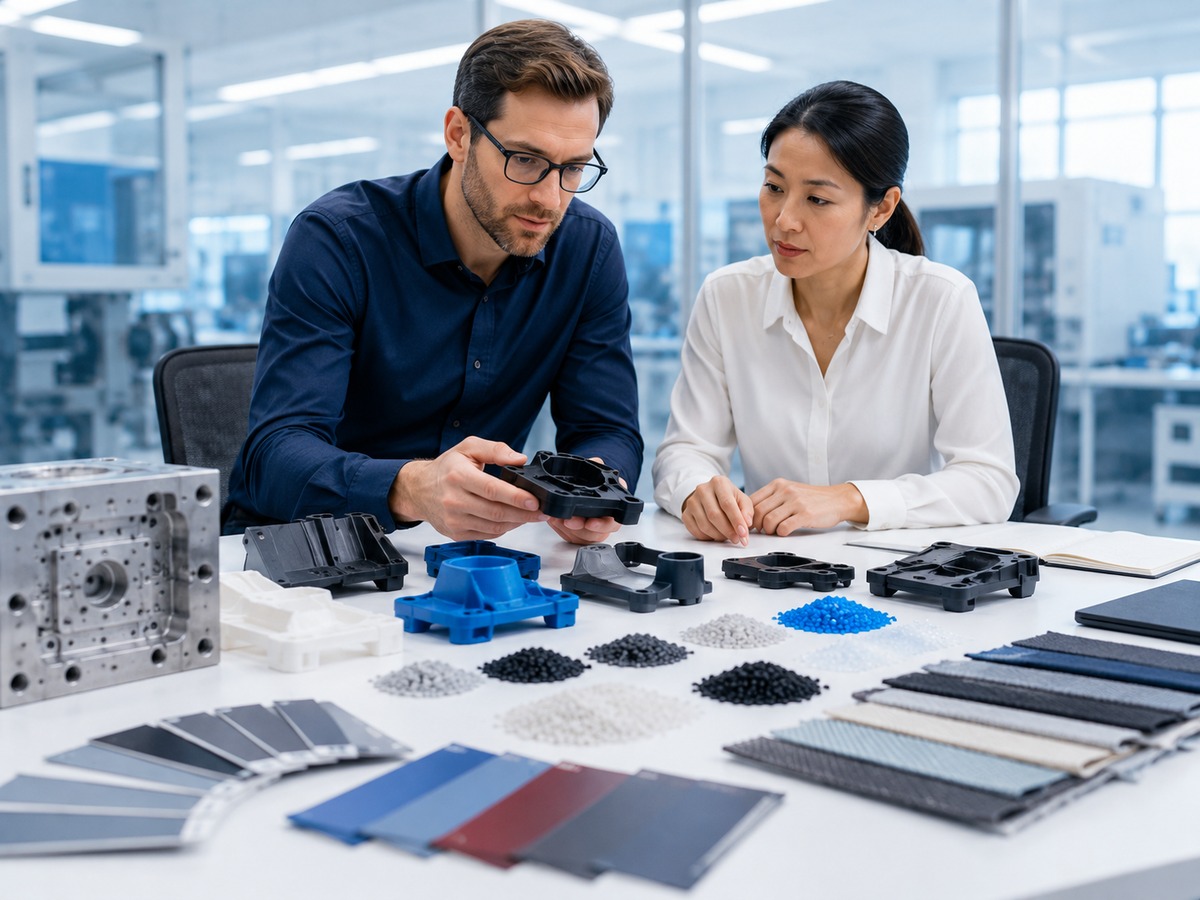 Engineering review of plastic parts, resin pellets, and material swatches