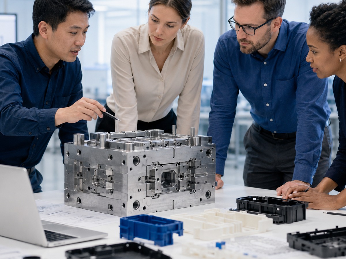 Professional tooling review with mould block and production-planning context